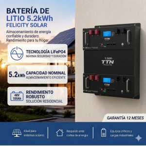 BATERÍA DE LITIO 5.2 kWh 48V MPPT